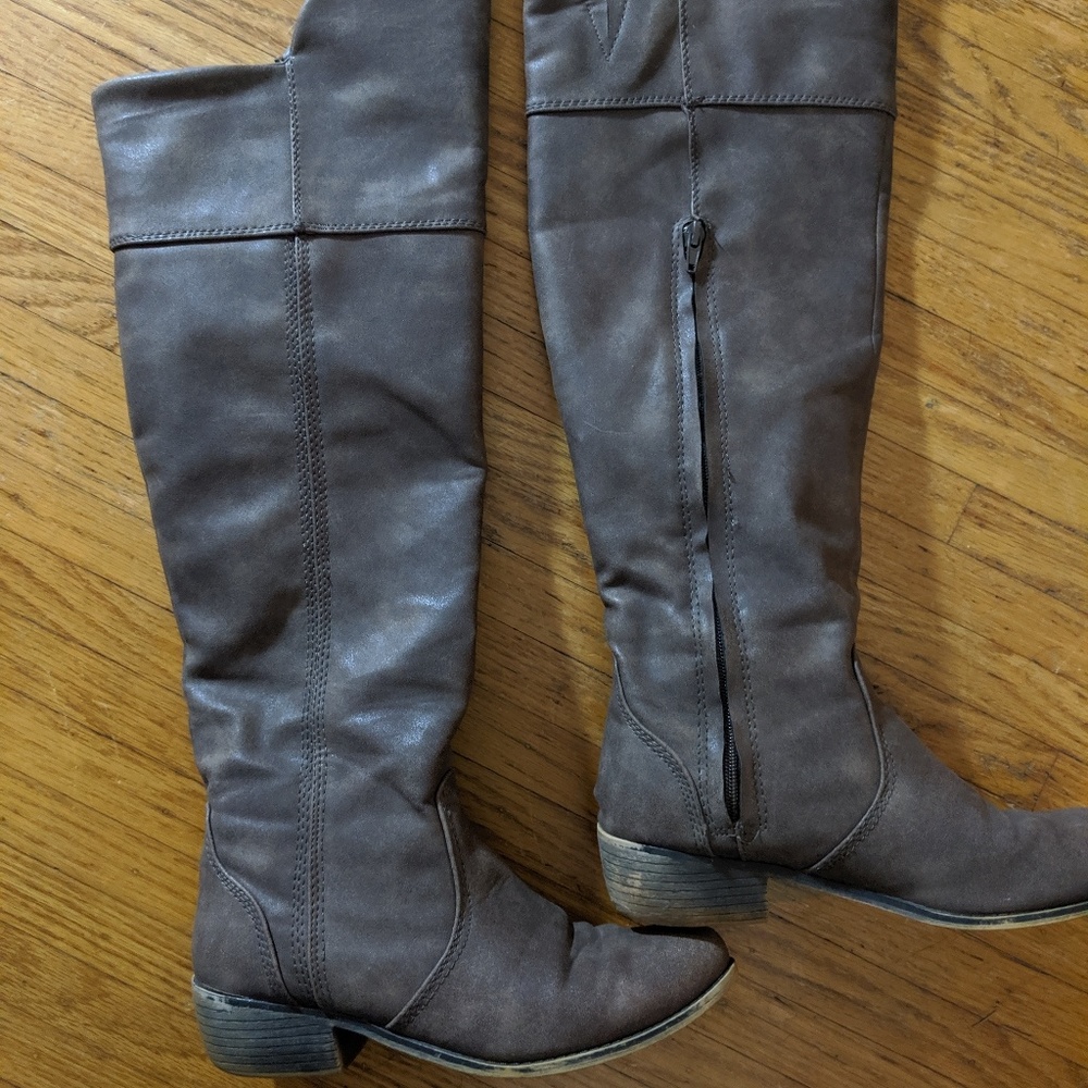 Brown over the knee boot